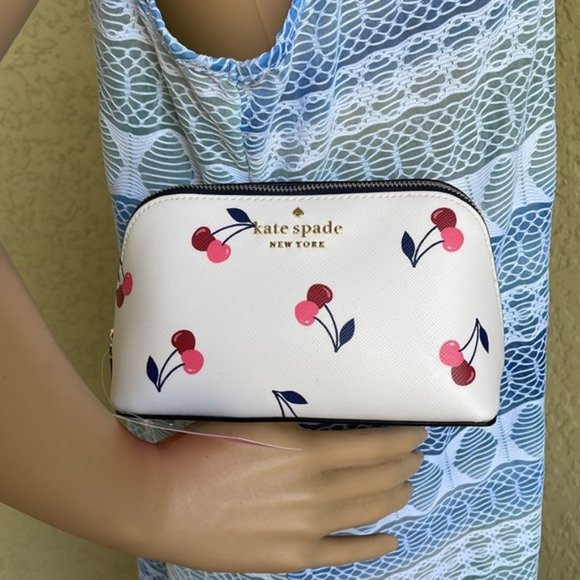 Kate Spade Dancing Cherrie Small Cosmetic Case Cream Multi - Picture 13 of 16